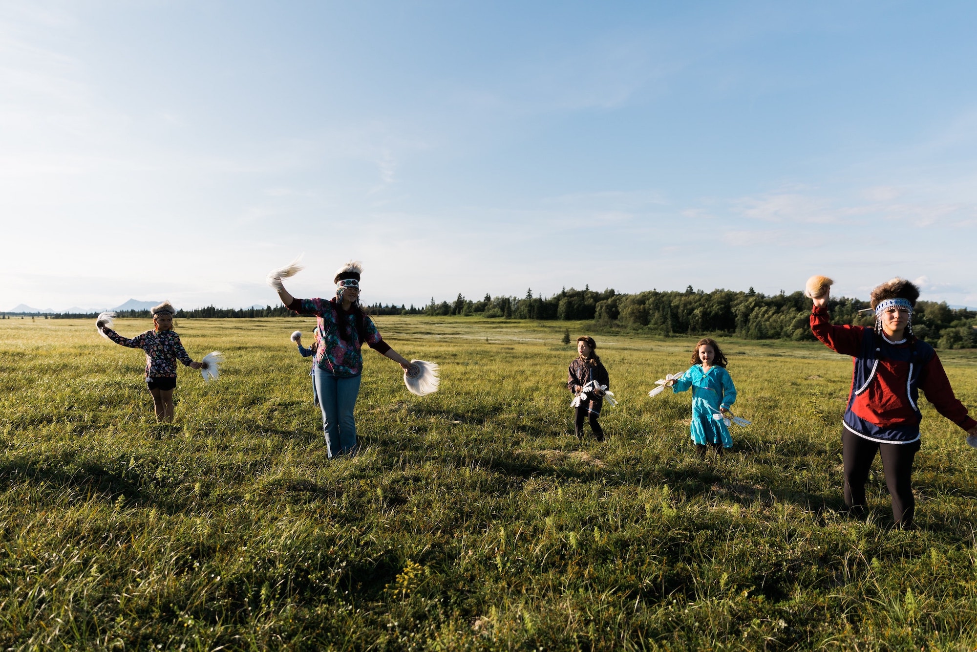 Dancers on a field near Dillingham Alaska
